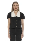 Alexia Admor Sandra Short Sleeve Button-up Blouse In Black