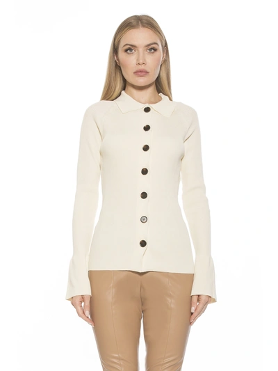 Alexia Admor Beatrice Button-down Long Sleeve Cardigan In White