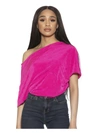 Alexia Admor One-shoulder Draped Satin Bodysuit In Pink