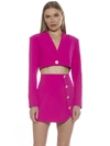 Alexia Admor Jane Cropped Long Sleeve Jacket In Hot Pink