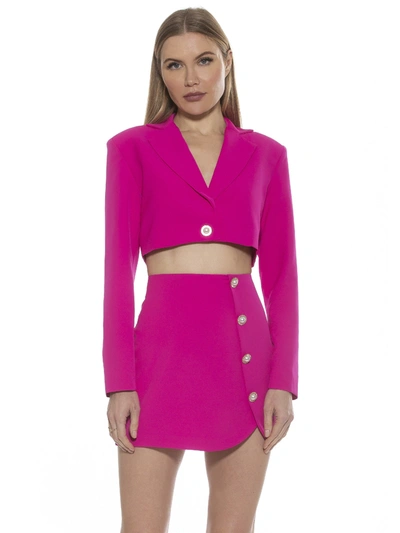 Alexia Admor Jane Cropped Long Sleeve Jacket In Hot Pink