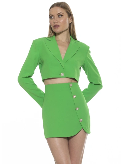 Alexia Admor Jane Cropped Long Sleeve Jacket In Green