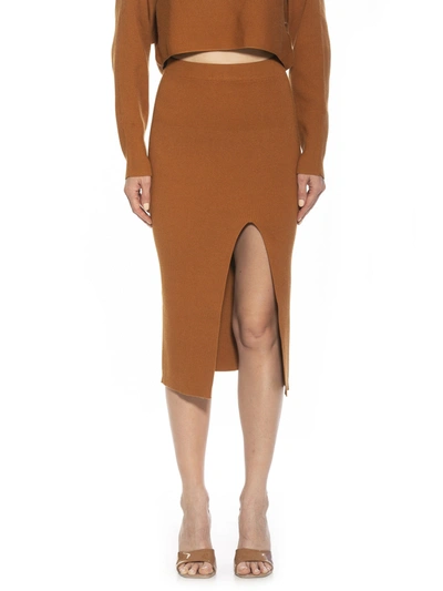 Alexia Admor Split Midi Skirt In Brown