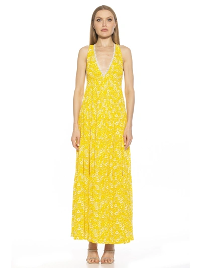 Alexia Admor Women's Tezzi V-neck Tiered Maxi Dress In Yellow Ditzy