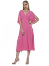 Alexia Admor August Draped Sleeve Fit & Flare Midi Dress In Pink
