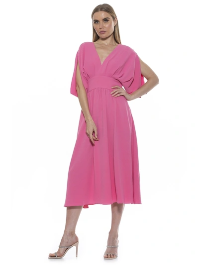 Alexia Admor August Draped Sleeve Fit & Flare Midi Dress In Nocolor