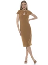 Alexia Admor Janine Crewneck Draped Midi Sheath Dress In Beige