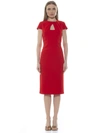 Alexia Admor Janine Crewneck Draped Midi Sheath Dress In Red