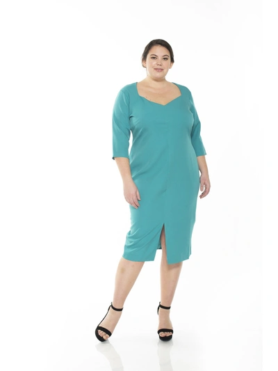 Alexia Admor Michelle Sweetheart Three-quarter Sleeve Sheath Dress In Teal