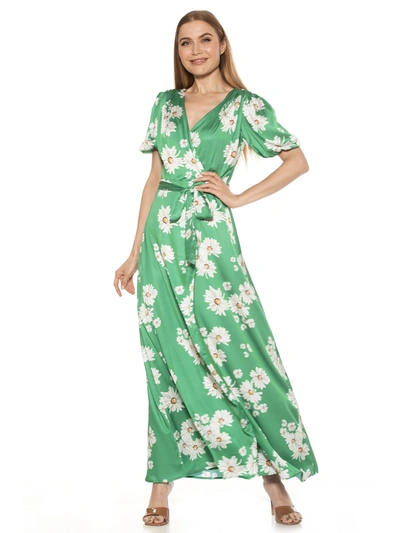 Alexia Admor Mikayla Wrap Maxi Dress In Green Daisy