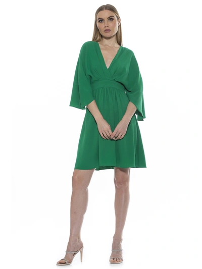 Alexia Admor Isla Draped Dolman Sleeve Fit & Flare Dress In Green