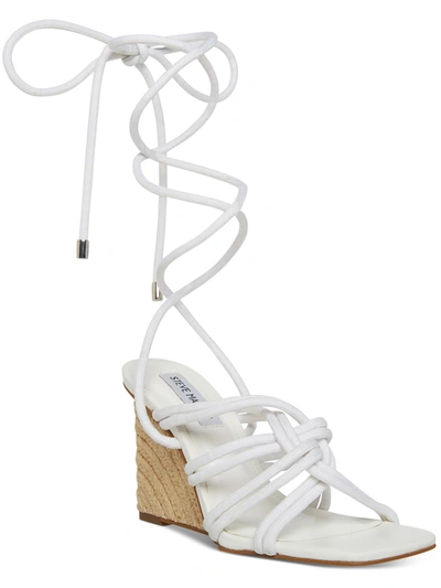 Steve Madden Idolized Womens Square Toe Strappy Wedge Heels In White