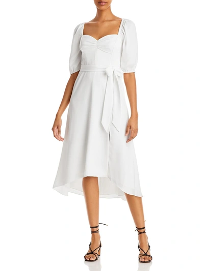 Aqua Womens Puff Sleeve A-line Midi Dress In White