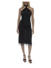 Helmut Lang Mesh Halter Bodycon Midi Dress In Multi