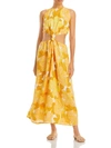 FAITHFULL THE BRAND ZETA WOMENS LINEN FLORAL MIDI DRESS