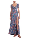 STAUD LEA WOMENS FLORAL KNOT FRONT MAXI DRESS