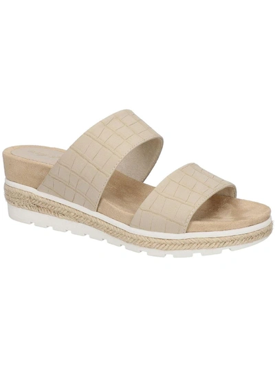 Easy Street Maryann Womens Faux Leather Embossed Heels In Taupe Croco