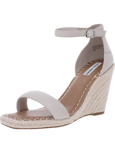 Steve Madden Submit Womens Faux Leather Ankle Strap Espadrilles In Beige