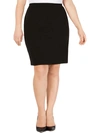 Calvin Klein Petites Womens Tweed Metallic Pencil Skirt In Black