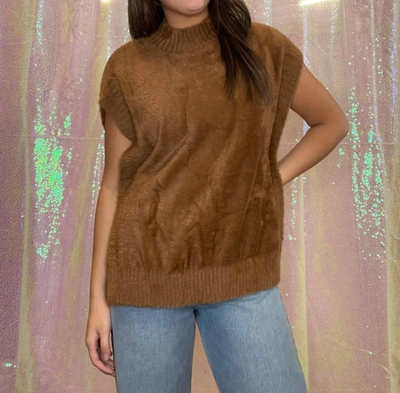 Molly Bracken Furry Vest In Camel In Brown