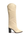 Schutz Maryana Block Crocodile-embossed Leather Boot In Eggshell In White