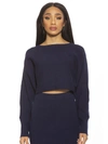 Alexia Admor Ribbed Knit Dolman Sleeve Top In Navy
