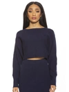 Alexia Admor Ribbed Knit Dolman Sleeve Top In Blue