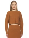 Alexia Admor Ribbed Knit Dolman Sleeve Top In Brown