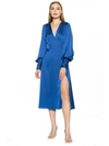 Alexia Admor Elysa Long Sleeve Satin Midi Dress In Blue