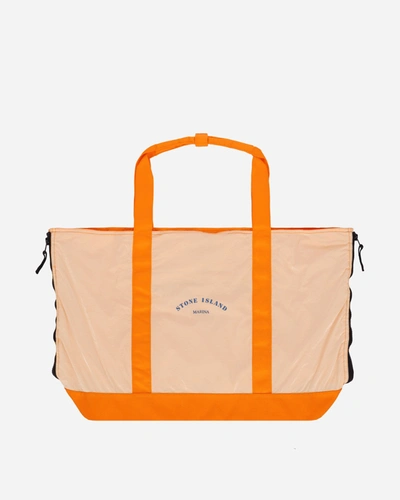 Stone Island Logo-print Nylon Tote Bag In Orange