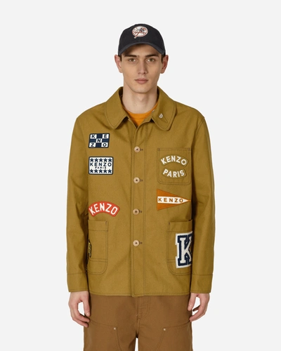 Kenzo Jacket With Logo Patch In Brown