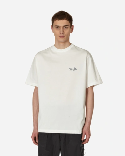 And Wander Maison Kitsuné Logo-embroidered Printed Jersey T-shirt In White