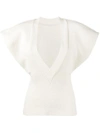 JACQUEMUS V-Neck Knitted Top with Flared Sleeves,172KN0312077248