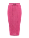 Alessandra Rich Women Ribbed Skirt With All-over Rhinestone Detail In Pink