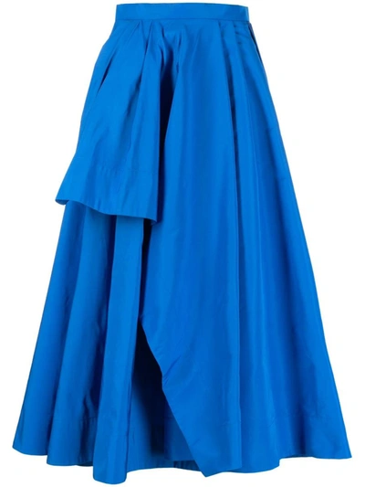 Alexander Mcqueen Draped A-line Skirt In Blue