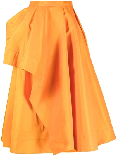 Alexander Mcqueen A-line Midi Skirt In Orange