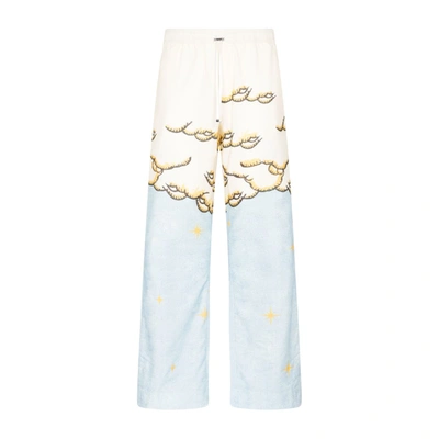 Amiri Blue & Off-white Sunscape Pj Trousers In Multi-printed Stretc