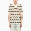 Andersson Bell Geometric Knitted Polo Shirt In Beige