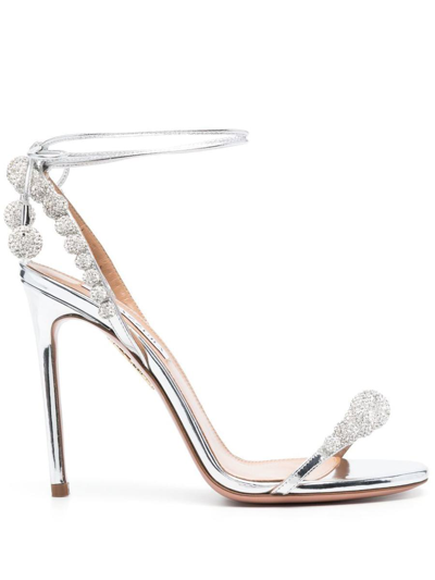 Aquazzura Disco Dancer Sandals 105 In Silver