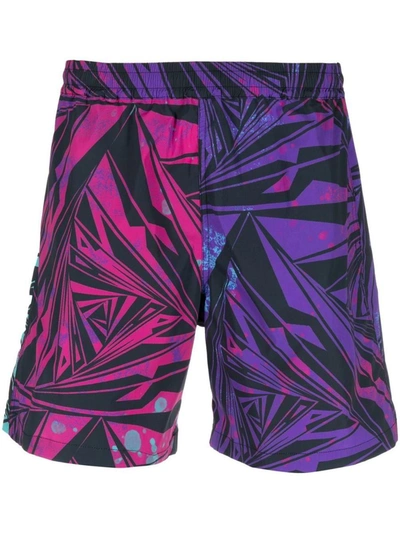 Aries Geometric-print Track Shorts In Multicolor