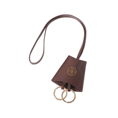 64 Bld Haussmann Paris Porte-clés À Logo En Cuir In Brown