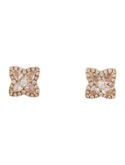 Pre-owned 64 Facets 18k Diamond Blossom Stud Earrings In Multi