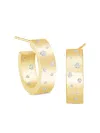 64 Facets 18kt Yellow Gold Stardust Diamond Hoops In Red