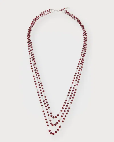 64 Facets Platinum Necklace With Spinel And Diamonds, 26"l In Metallic