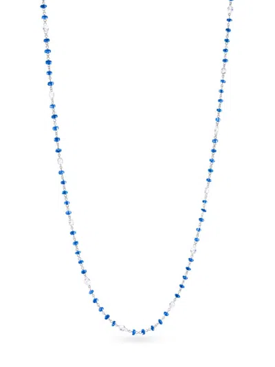 64 Facets Women's Ethereal 18k White Gold, Blue Sapphire & 2.13 Tcw Diamond Necklace In Green