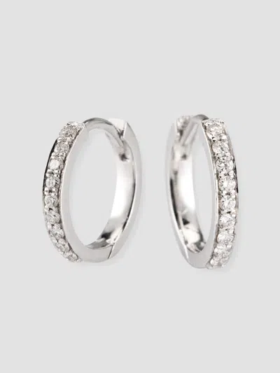 64 Facets Women's Linear 18k White Gold & 0.27 Tcw Diamond Huggie Earrings In Metallic