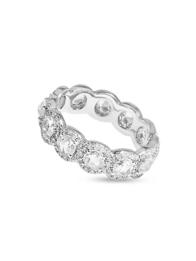 64 Facets Women's Scallop 18k White Gold & 1.84 Tcw Diamond Eternity Ring In Silver