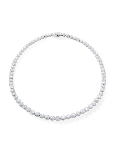 64 Facets Women's Scallop 18k White Gold & 9.15 Tcw Diamond Riviera Necklace In Silver