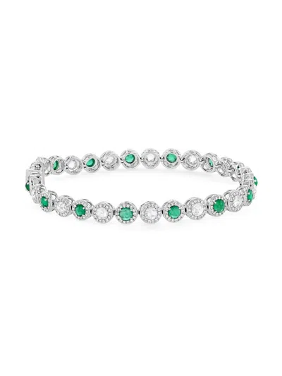 64 Facets Women's Scallop 18k White Gold, Emerald & 2.24 Tcw Diamond Bracelet In Metallic