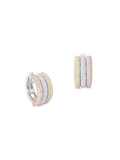 64 Facets Women's Stardust Tri-tone 18k Gold & 0.67 Tcw Diamond Huggies In Metallic